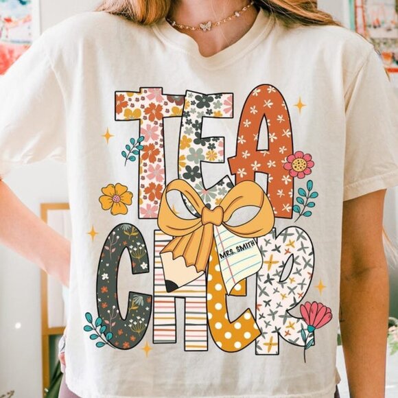 Tops - Floral Teacher Back To School T-shirts